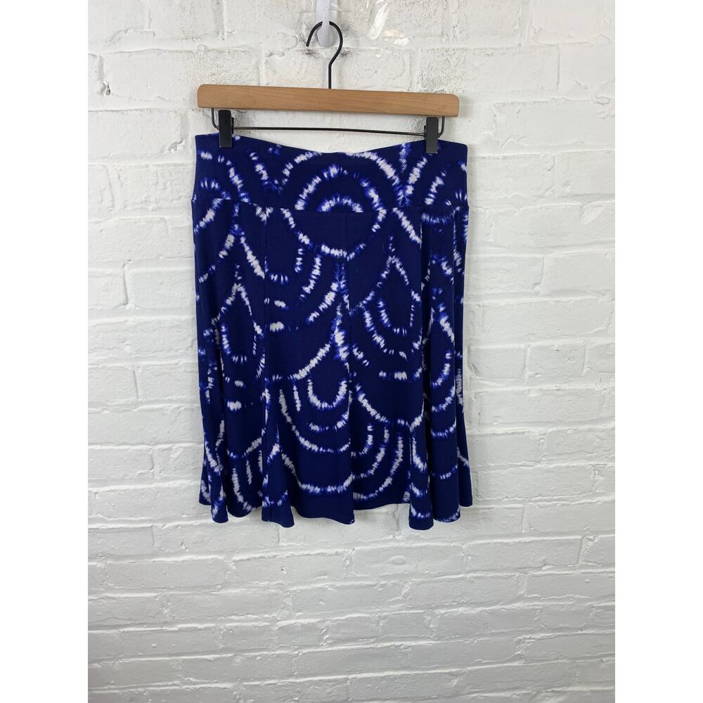 Dressbarn Women's Tie Dye Elastic Waist Midi Flare Skirt Blue Size Small